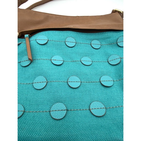 Relic Crossbody Shoulder Bag Purse Turquoise Aqua Blue Dot Accent Design - Picture 8 of 12